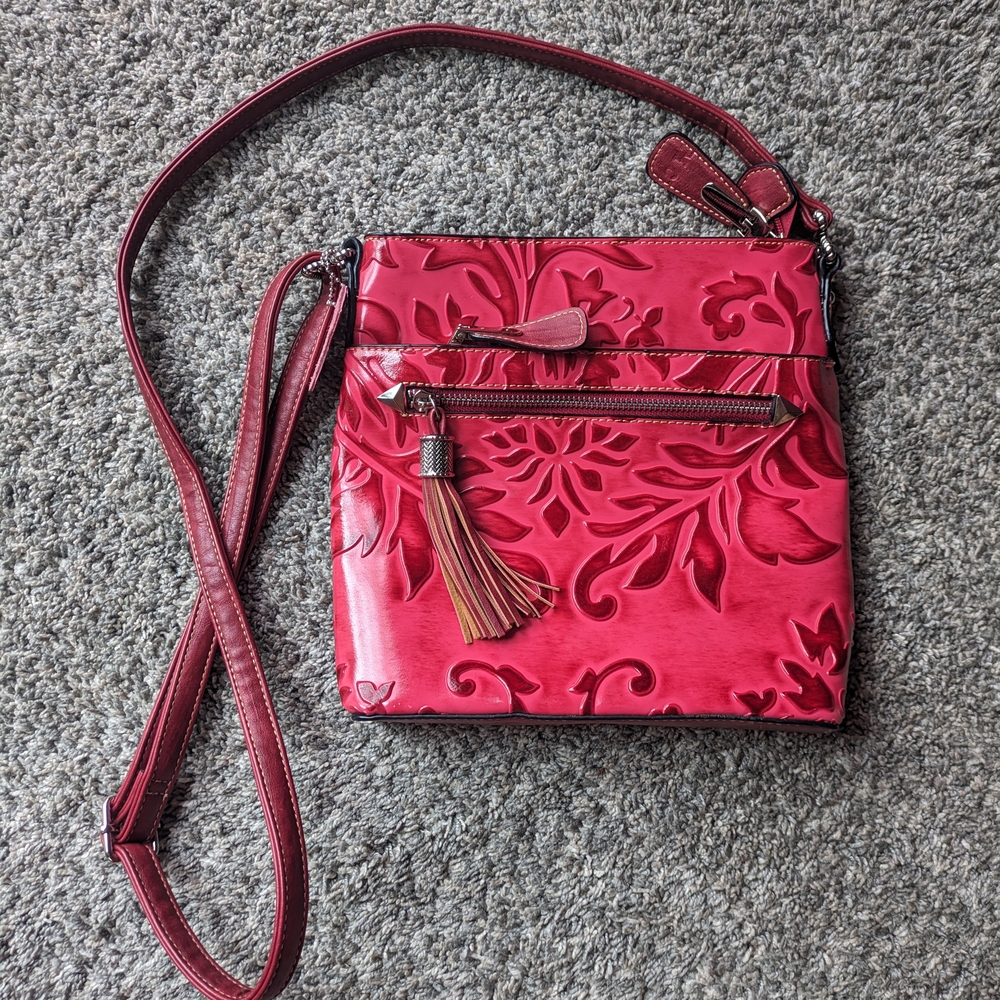 Elegant Red Floral Women's Bag